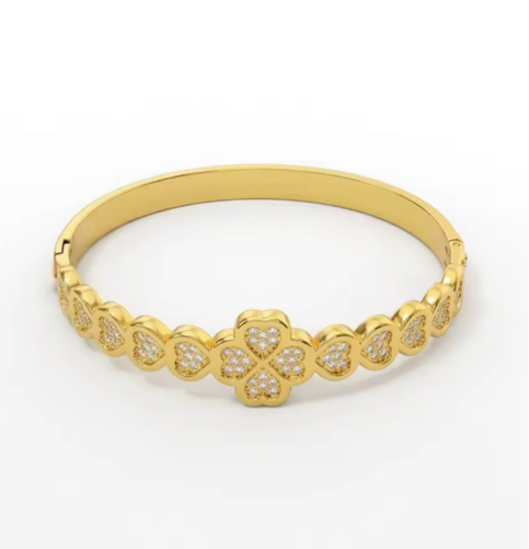 Clover Gold or Silver Sparkle bangle
