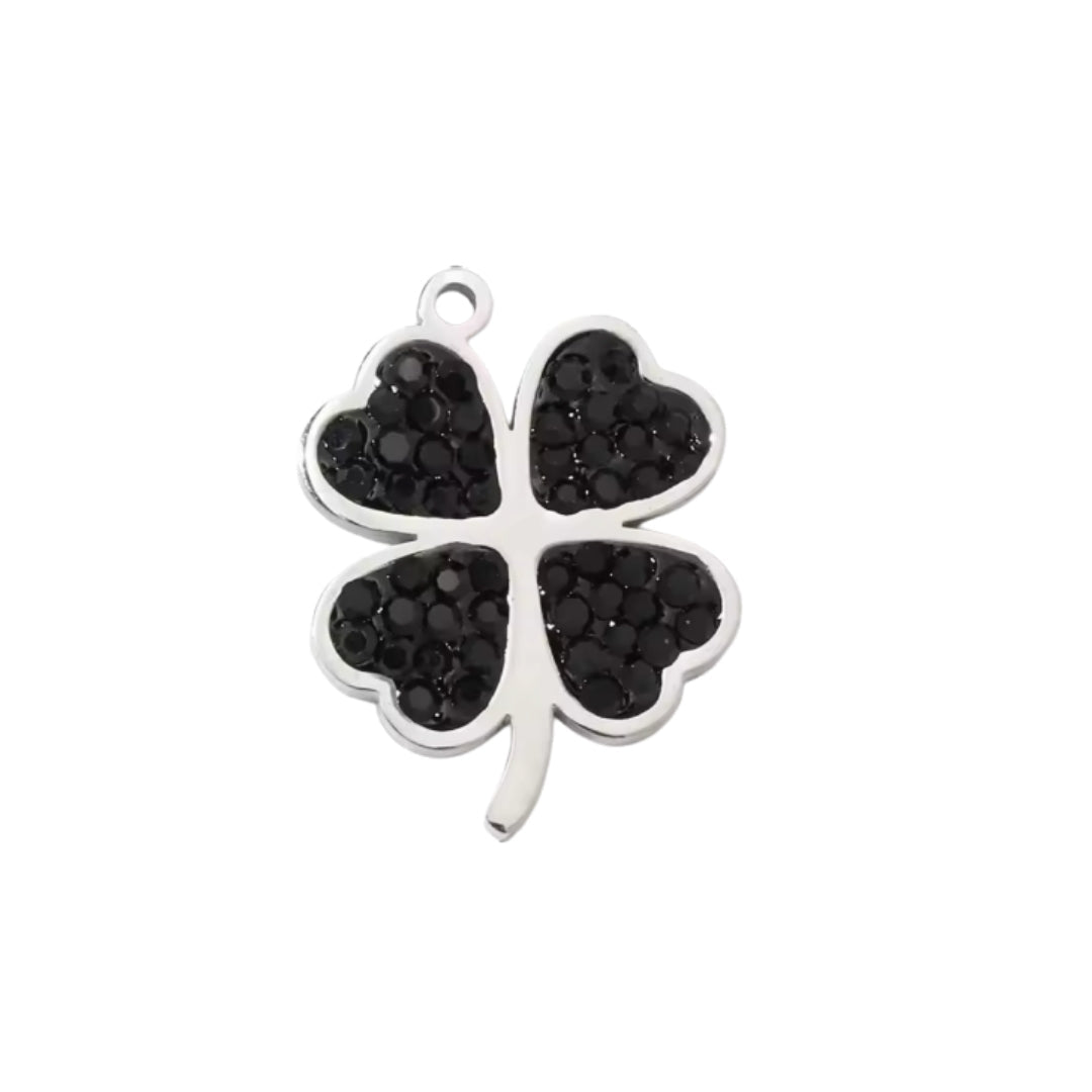 Clover Charm Silver & Black