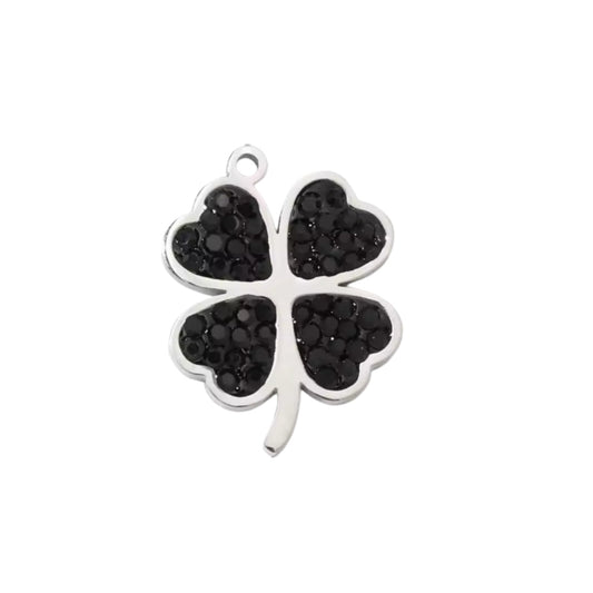 Clover Charm Silver & Black
