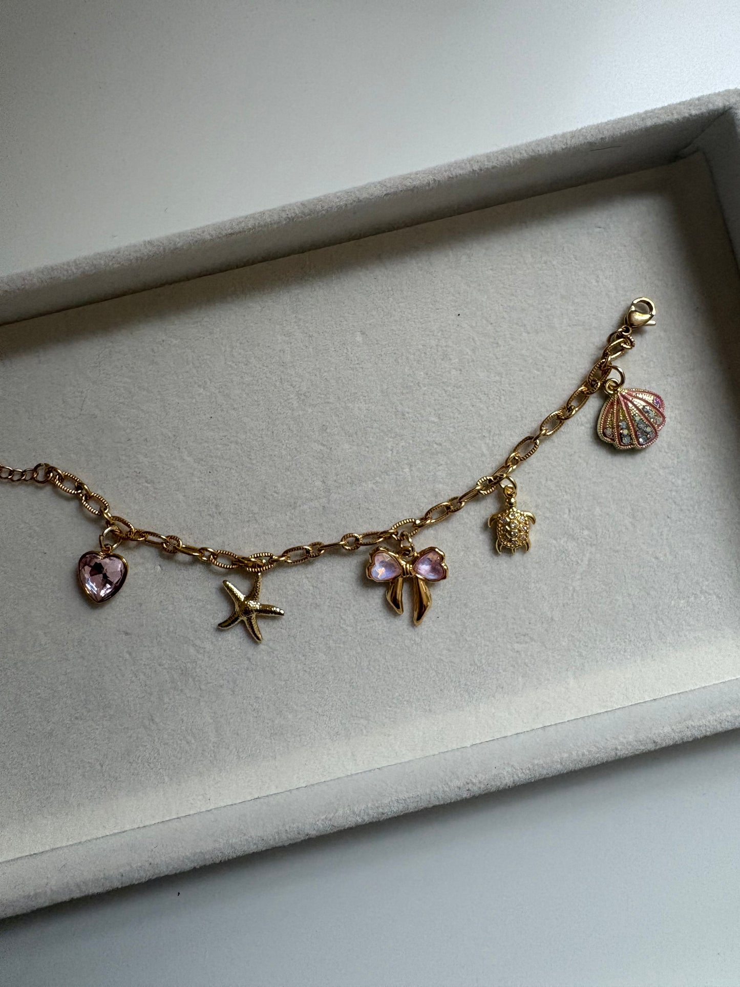 Pink coastal charm bracelet