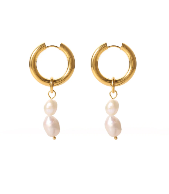 Double Pearl Hoop | Earrings