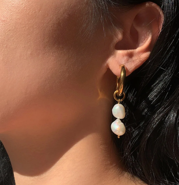 Double Pearl Hoop | Earrings