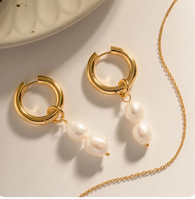 Double Pearl Hoop | Earrings