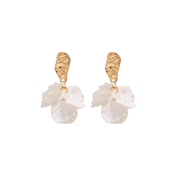 White Floral Drop Earrings