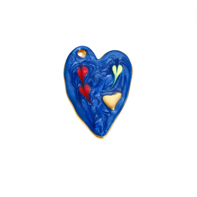 Blue Ceramic Heart | Charms