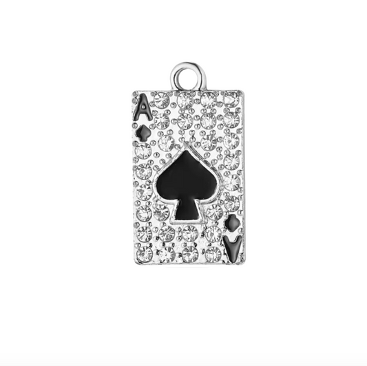 Diamante Playing Card Silver | Charm