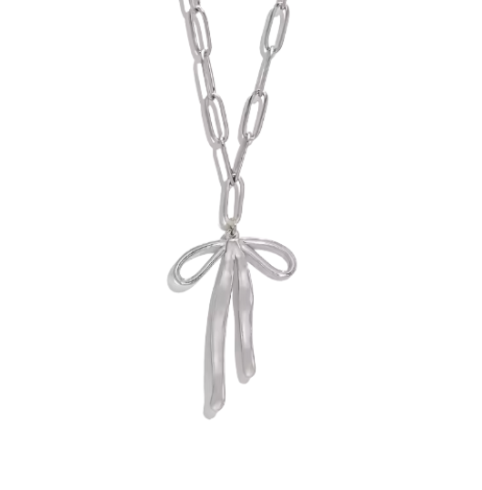 Silver Bow Charm | Necklace