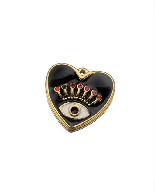 Black Heart Evil Eye Charm
