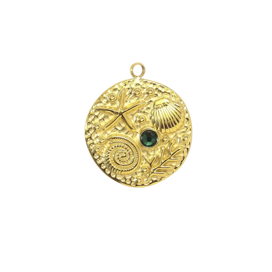 Shell Pendant Charm Gold