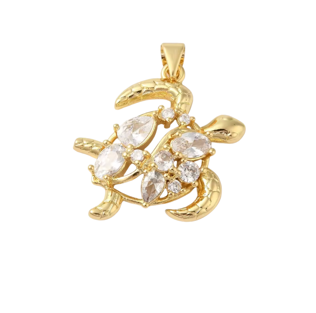 Jewelled Turtle Gold Charm
