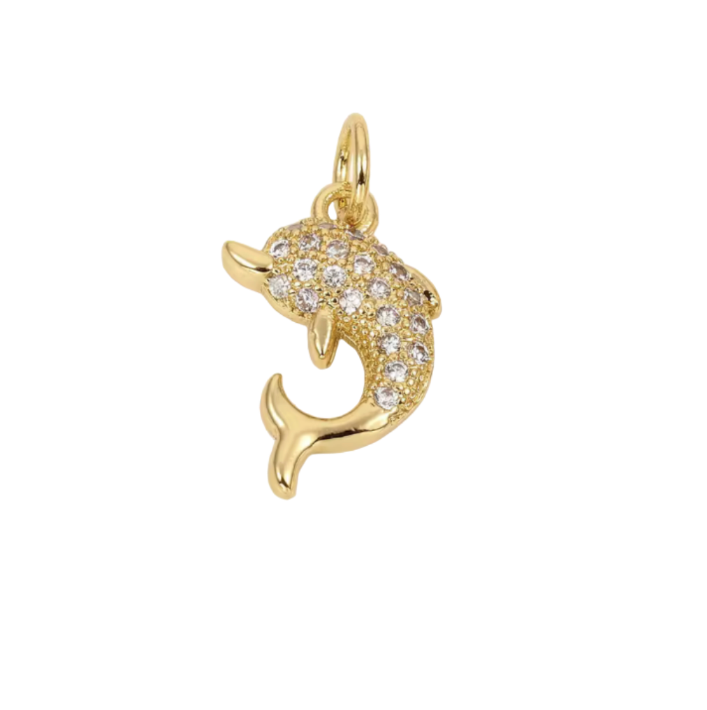 Diamante Dolphin Charm Gold