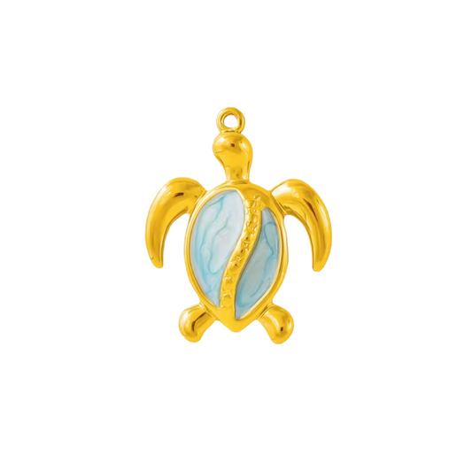 Turtle Charm Gold & Blue