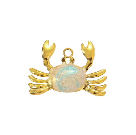 Crab Charm Gold & Blue