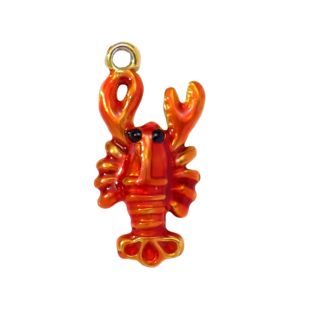 Lobster Charm Gold & Red