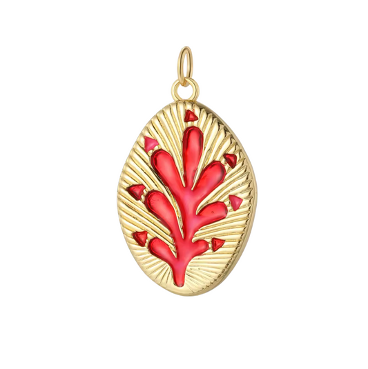 Coral Pendant Gold & Red