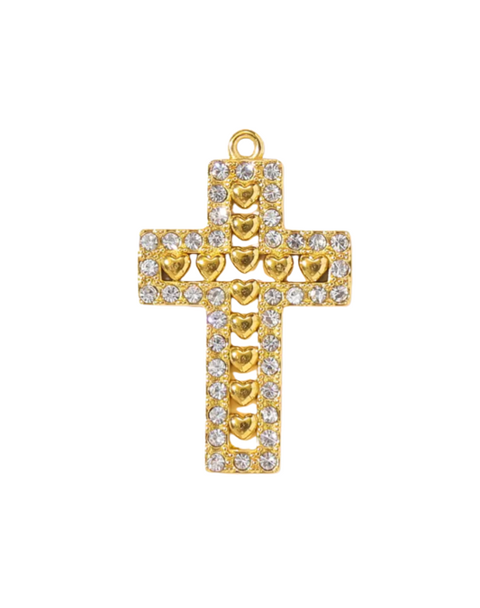 Cross & Heart Charm Gold
