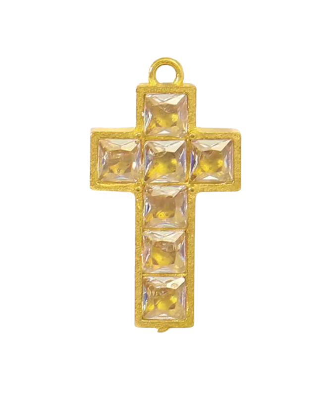 Cross Charm Gold & Crystal