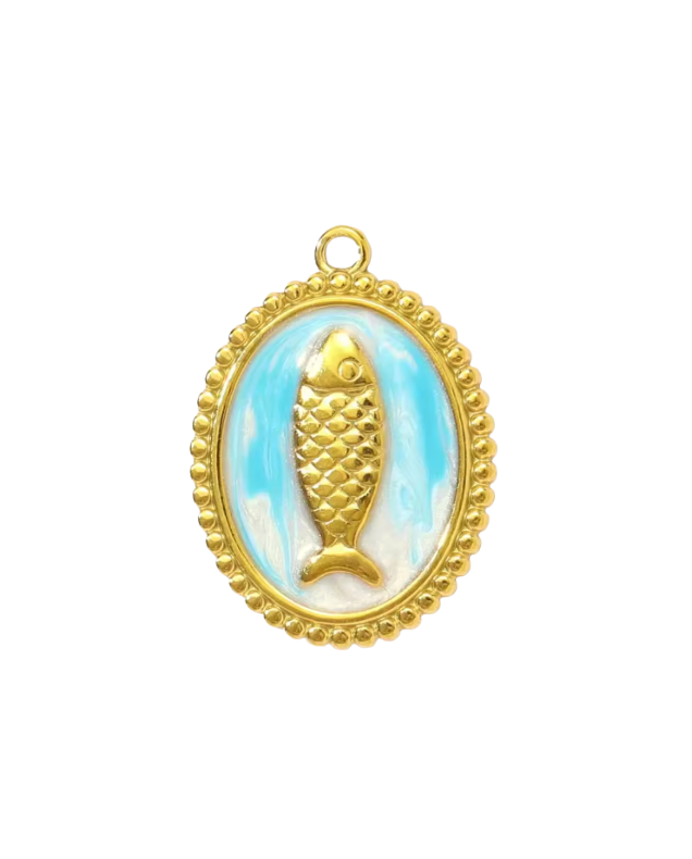 Fish Pendant Gold & Blue