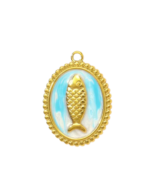 Fish Pendant Gold & Blue