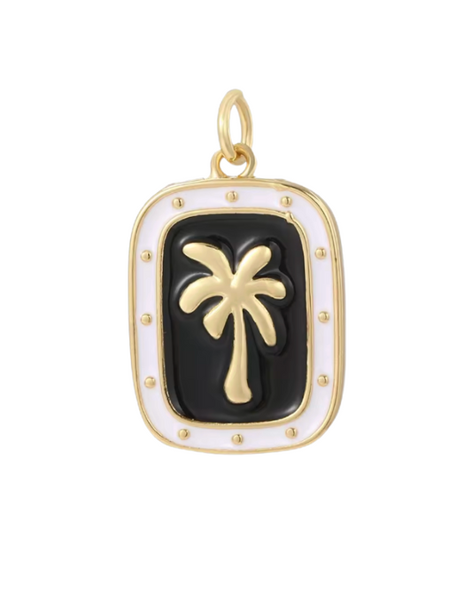 Palm Tree Pendant Gold & Black