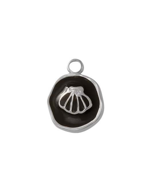 Clam Pendant Silver & Black