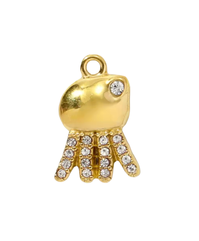 Diamante Octopus Charm Gold