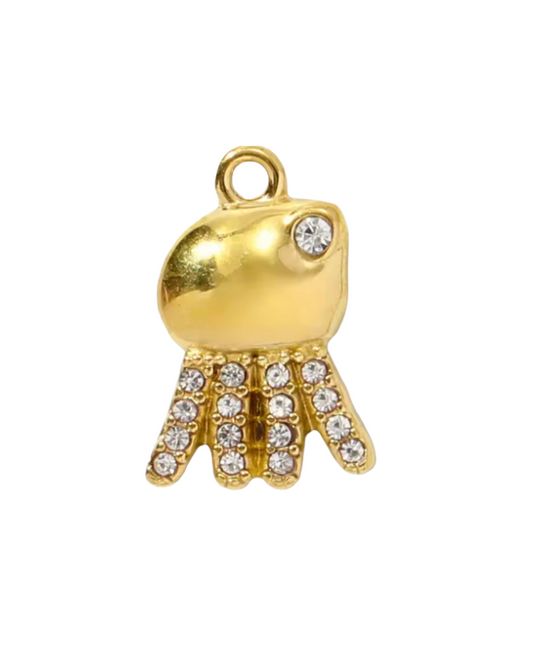 Diamante Octopus Charm Gold