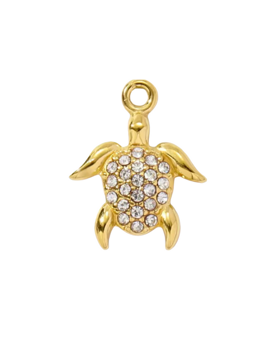Diamante Turtle Charm Gold