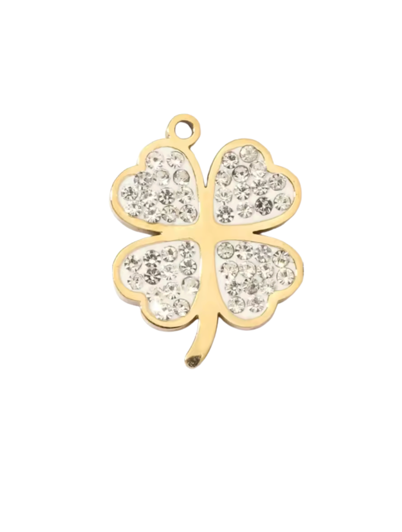Diamante Clover Charm Gold