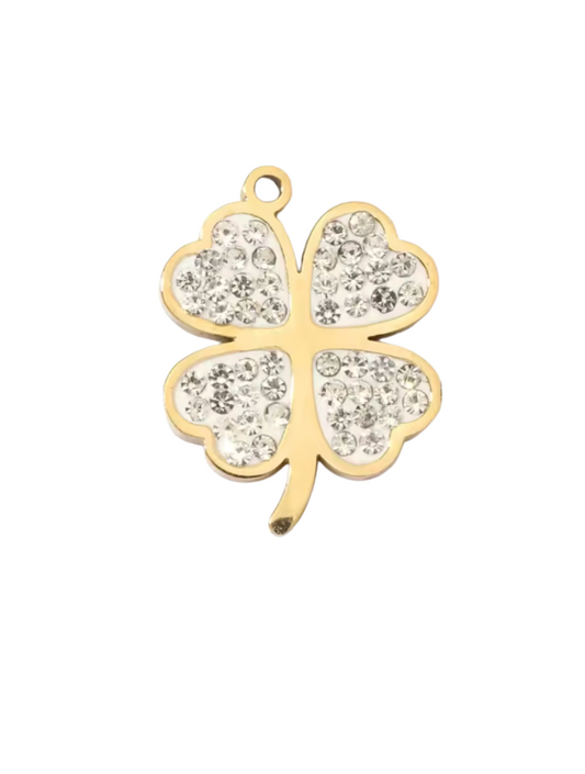 Diamante Clover Charm Gold