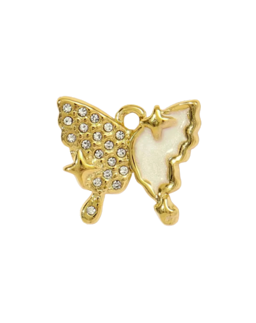 Butterfly Charm Gold & White