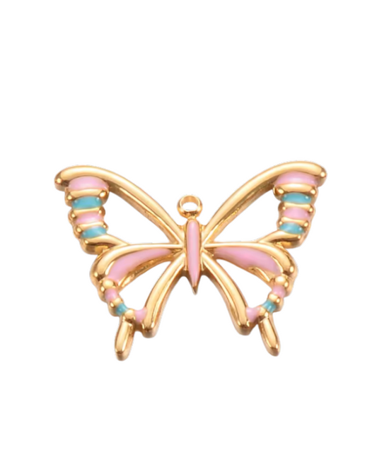 Butterfly Charm Blue & Pink