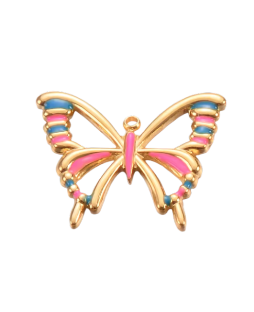 Butterfly Charm Blue & Pink