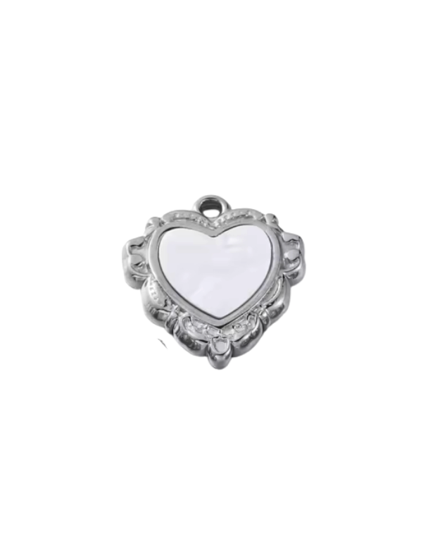 Heart Charm Silver & White