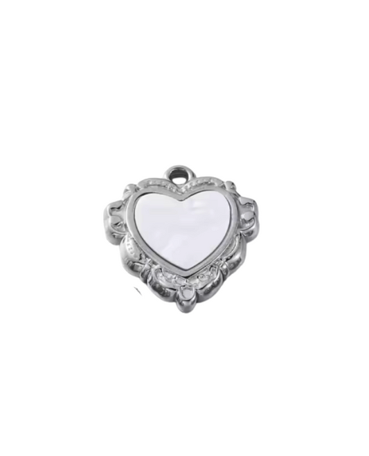 Heart Charm Silver & White