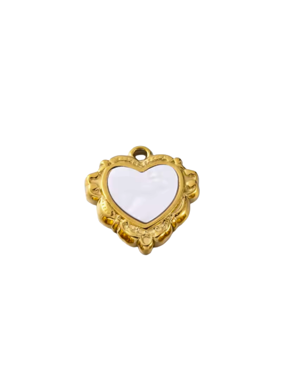 Heart Charm Gold & White