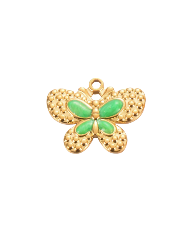 Butterfly Charm Gold & Green