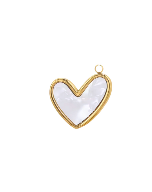 Heart Charm Gold & White
