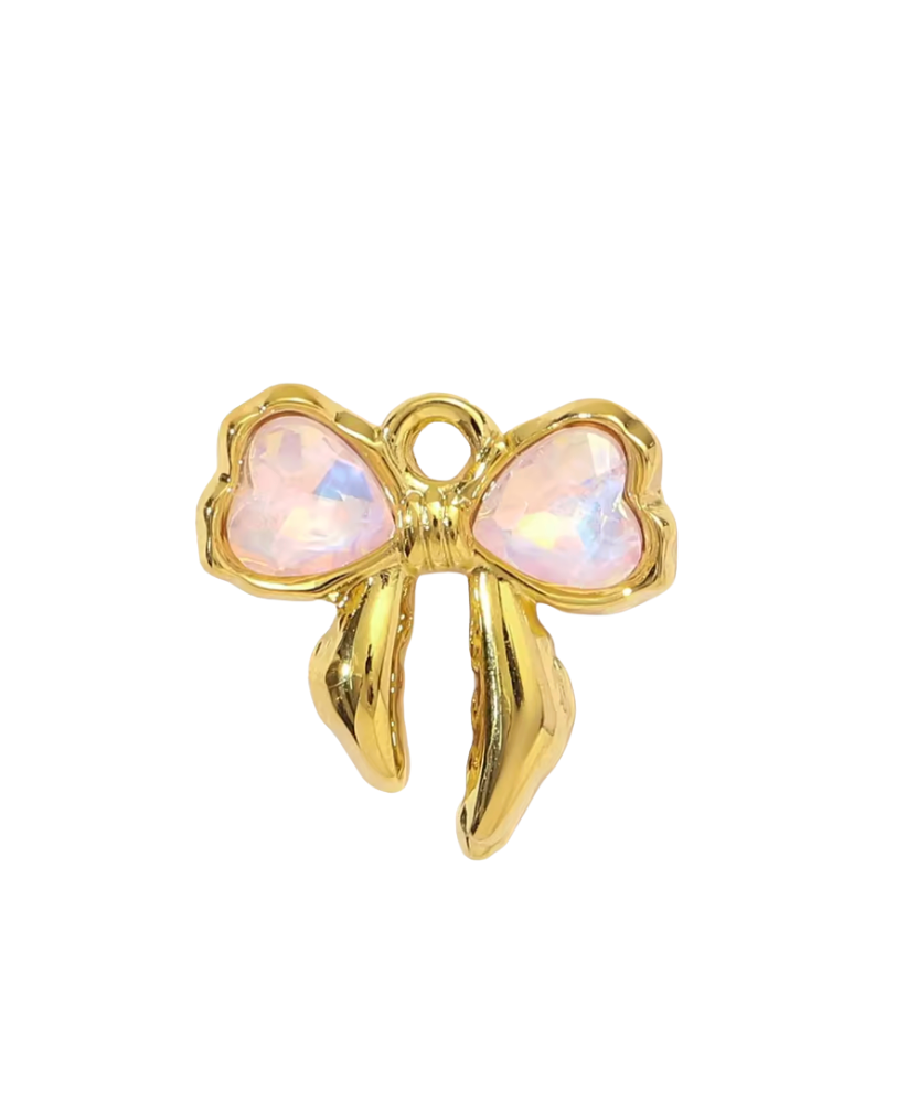 Bow Charm Gold & Pink