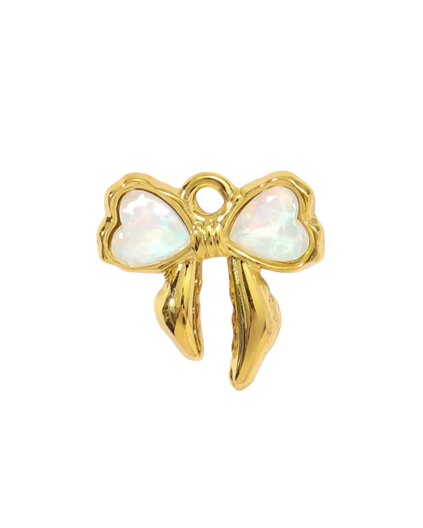Bow Charm Gold & Opal