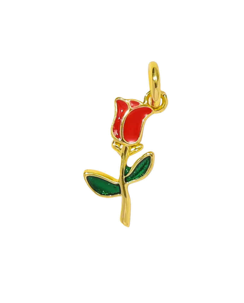 Rose Charm Gold & Red
