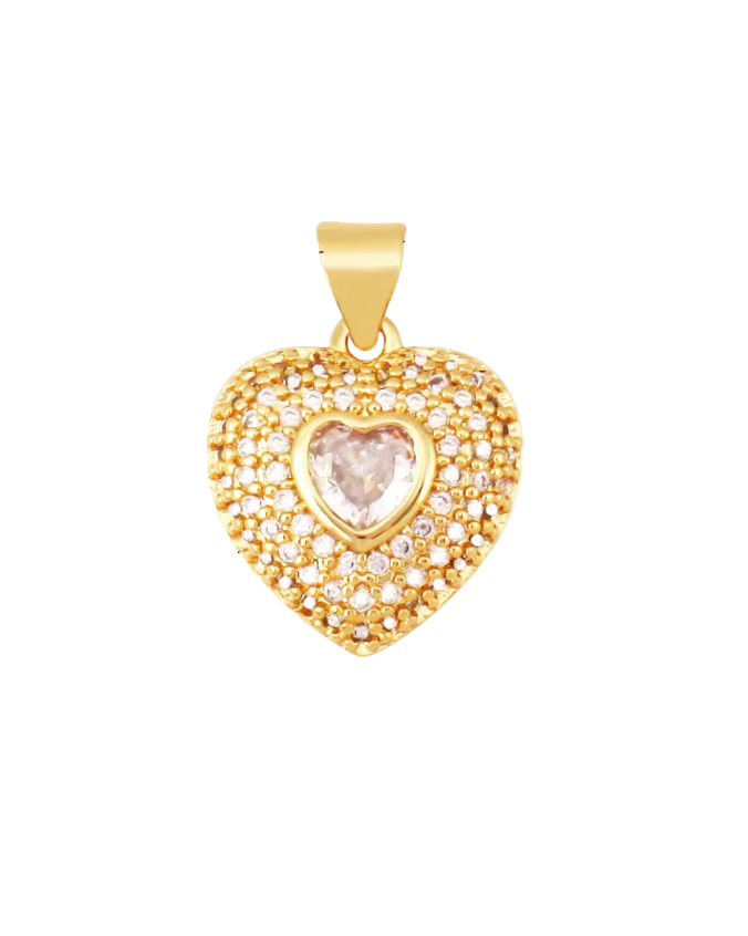 Diamante Double Heart Gold
