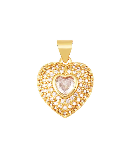 Diamante Double Heart Gold
