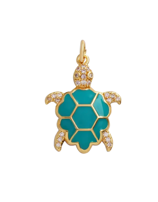 Turtle Charm Gold & Blue
