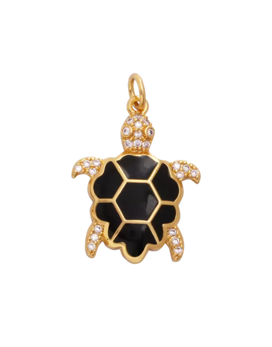 Turtle Charm Gold & Black
