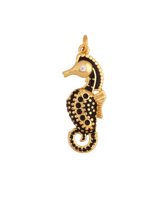 Seahorse Charm Gold & Black