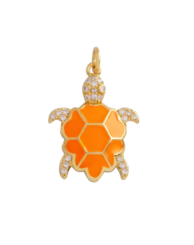 Turtle Charm Gold & Orange