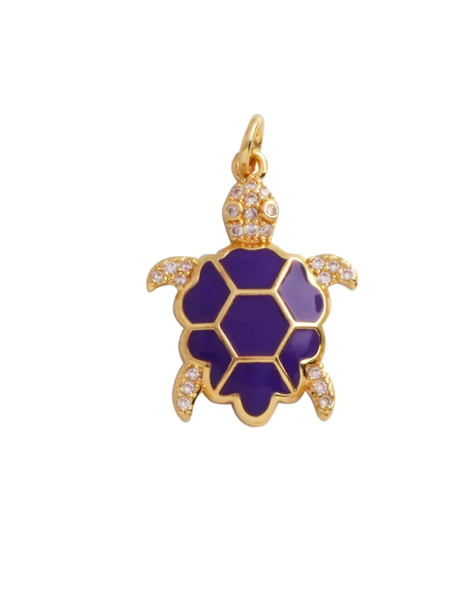 Turtle Charm Gold & Purple