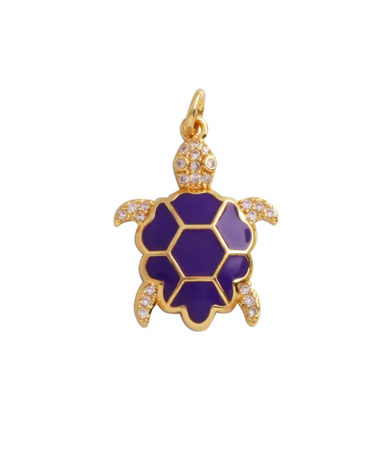 Turtle Charm Gold & Purple