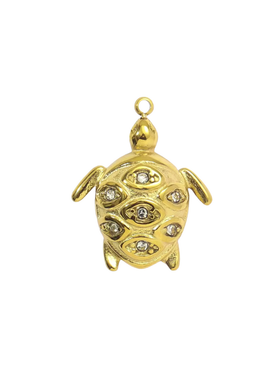 Diamante Turtle Charm Gold